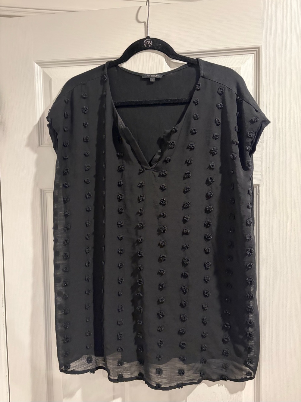 Papermoon Black Textured V-Neck Top